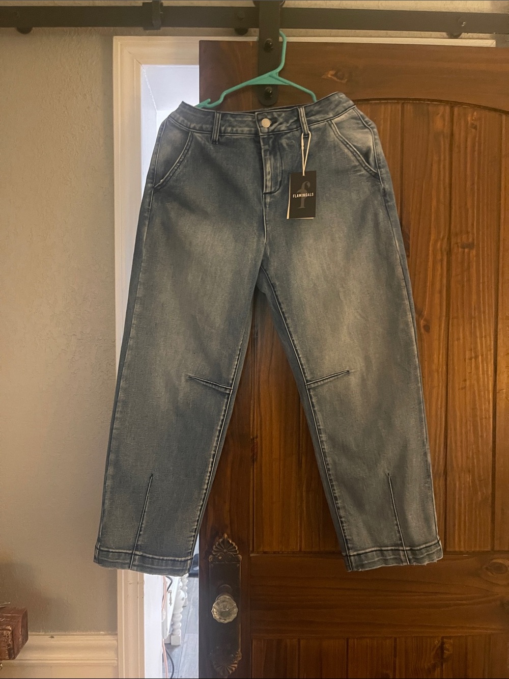 Casual High-Waist Women's Blue Jeans barrel fit brand flamingo’s